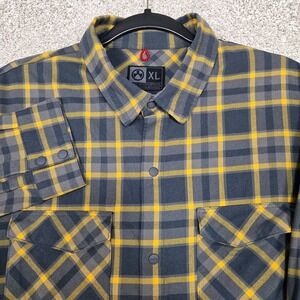 Magpul Industries Shirt Mens XL Gray Yellow Flannel Snap Buttons Long sleeve